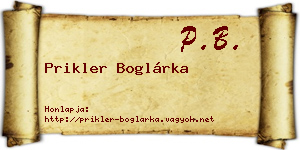 Prikler Boglárka névjegykártya